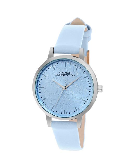 French Connection Blue Case Round Shape Strap Quartz Watch