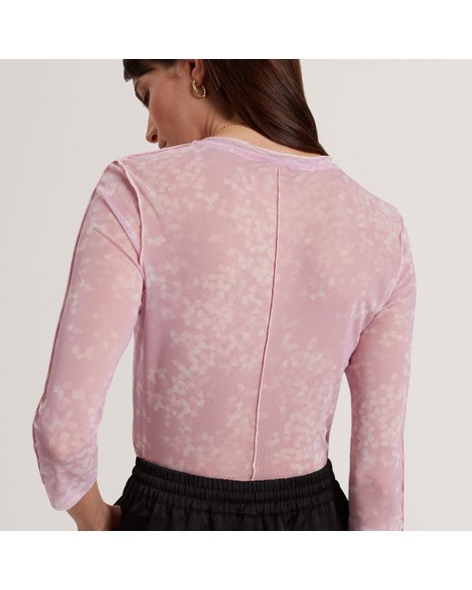 Ted Baker Pink Mesh Print Top