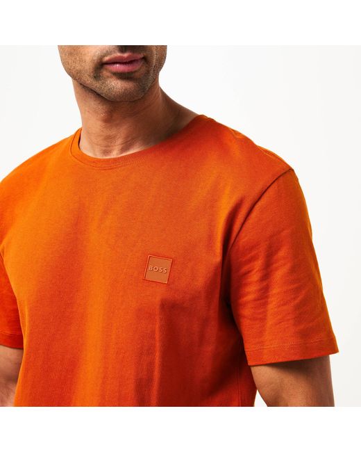 Boss Natural Tales T-Shirt With Logo Patch Premium Cotton for men