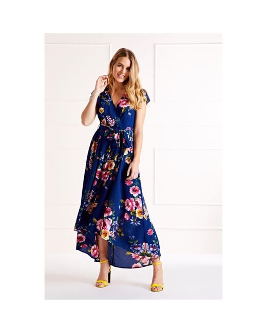 Mela London Blue Front Wrap Floral Dress