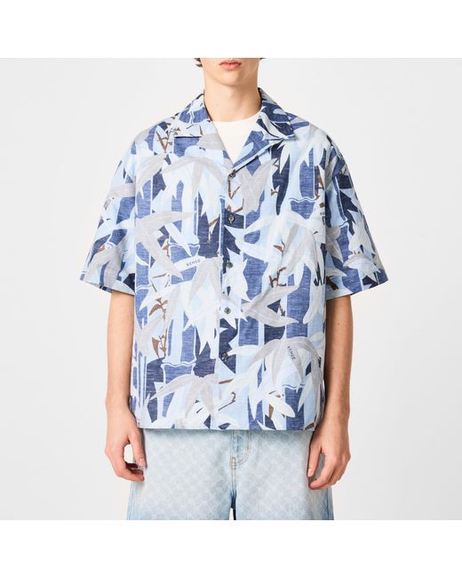 KENZO Blue Hawaiian Short Sleeve Patterned Shirt for men