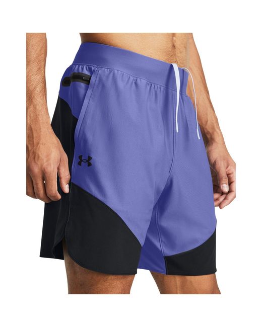 Under Armour Blue Elite Hybrid Performance Gym Shorts for men