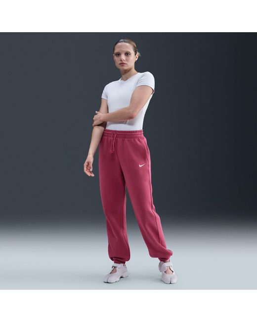 Nike Red Sportswear Phoenix Fleece Mid-Rise Sweatpants