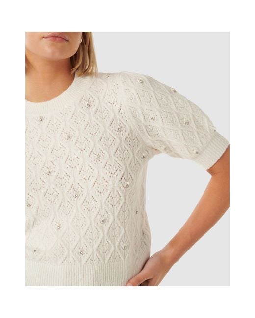 Forever New Blue Sierra Embellished Sleeve Knit Tee