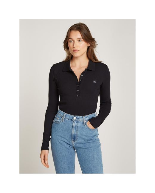 Calvin Klein Blue Polo Buttoned Bodysuit