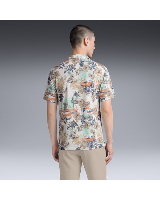PUMA Blue Cloudspun Palm Short Sleeve Performance Polo Shirt for men