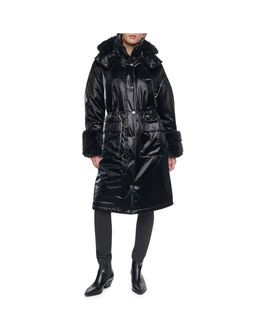DKNY Black Faux Fur Lngjkt Ld64