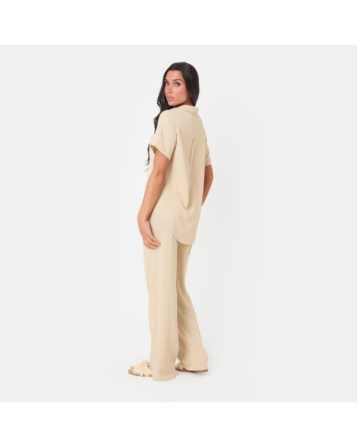 I Saw It First Natural Soft Crepe Wide Leg Trousers