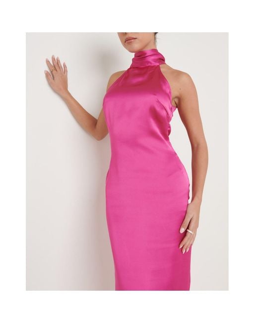 Pretty Lavish Pink Tie Detail Slinky Dress