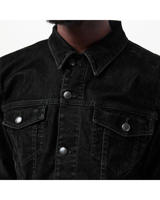 7 For All Mankind Black Perfect Button-Through Tailored Denim Jacket for men