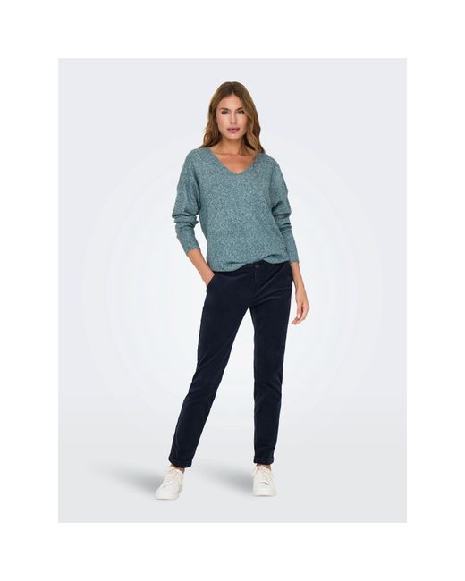 ONLY Green Rica Long-Sleeve V-Neck Knitted Top