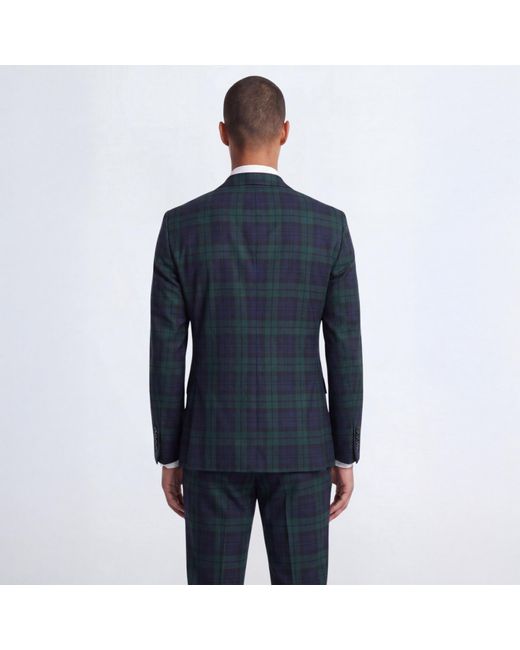 Twisted Tailor Blue Ginger Slim Fit Tartan Suit Jacket for men