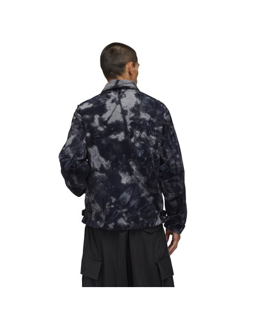 Y-3 Blue All Over Print Camo Short Puffer Jacket for men