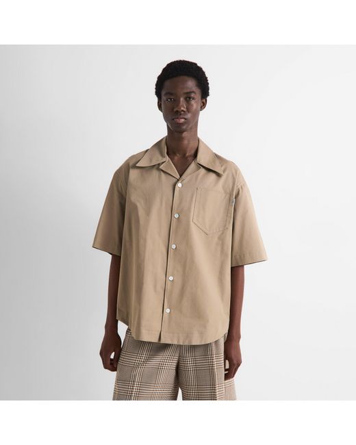 AMI Natural Camp Collar Short Sleeve Plain Shirt for men