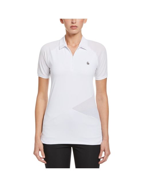 Original Penguin White Zipped Asymmetrical Short Sleeve Performance T-Shirt