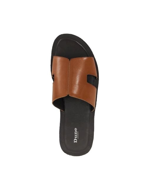 Dune Brown Ibes Leather Flat Sandals for men