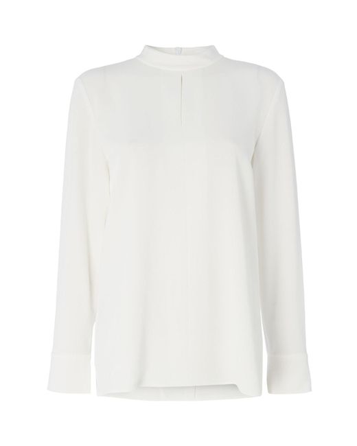 Boss White Biducla High Neck Blouse