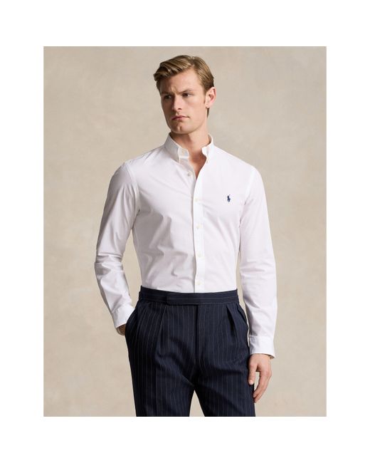 Polo Ralph Lauren White Slim Fit Poplin Long-Sleeve Shirt for men