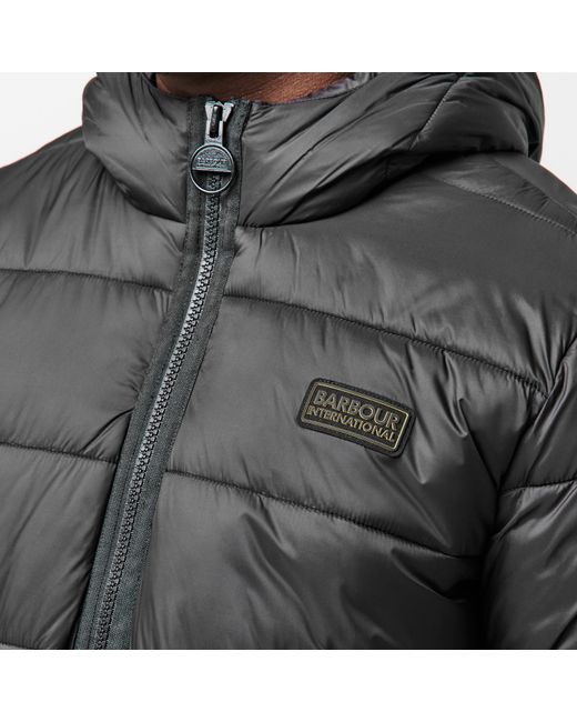 Barbour Black Bobber Quilted Fixed Hood Short Puffer Jacket for men