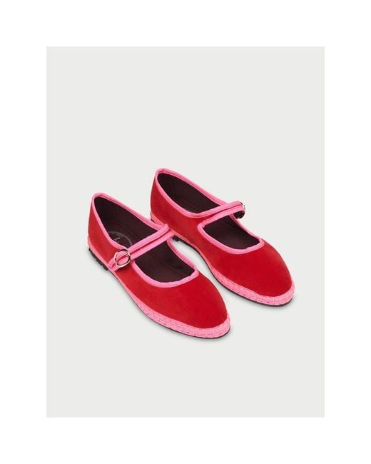 Flabelus Red Aurelie Velvet Mary Jane