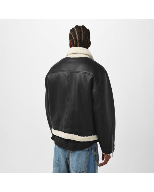 Represent Black Shearling Tailored Jacket for men