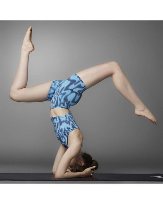 Adidas Blue All Over Print Compression Shorts