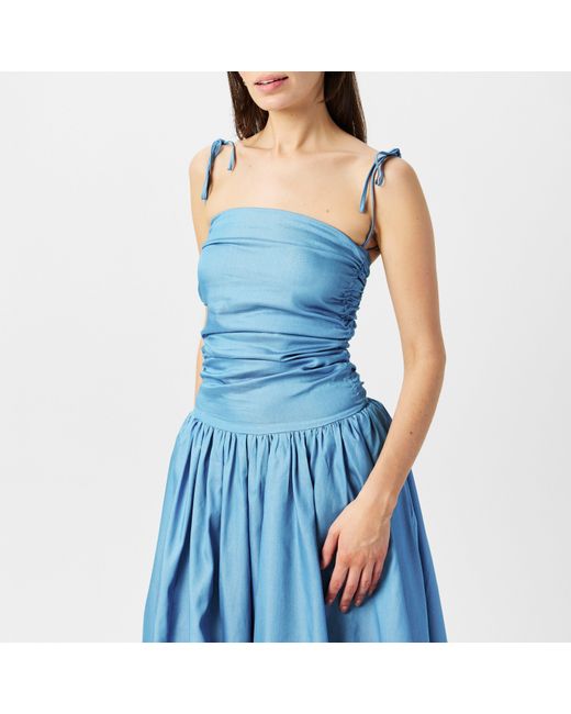 Amy Lynn Blue Amy Lynn Alexa Shoulder Tie Ultra Mini Peplum Dress