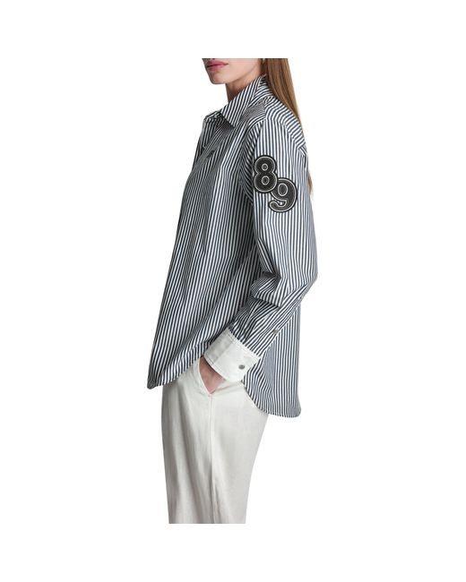 DKNY Gray Long Sleeve Patterned Shirt