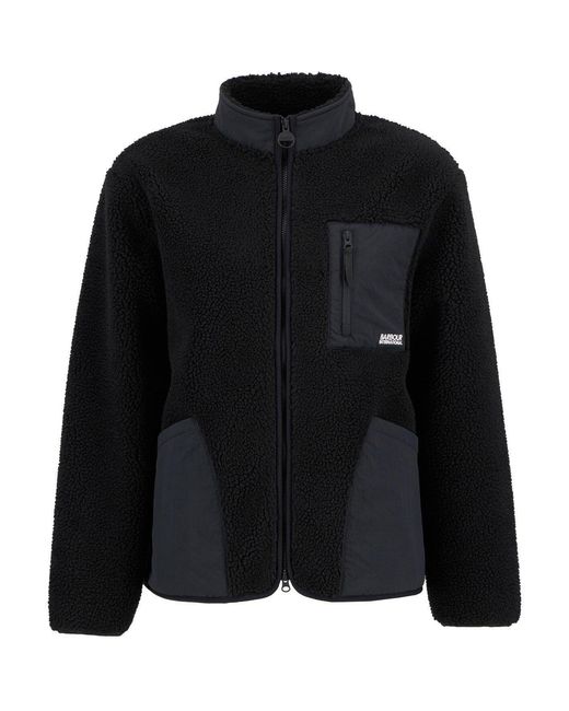 Barbour Black Adams Oversized Funnel Neck Long Sleeve Teddy Coat for men