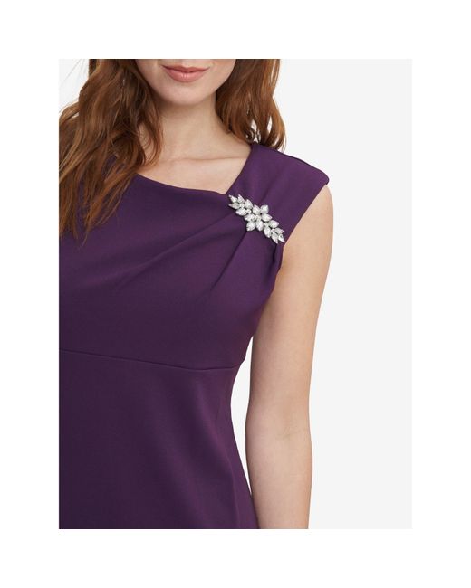 Gina Bacconi Purple Chaselynn Empire Waist Sheath Dress