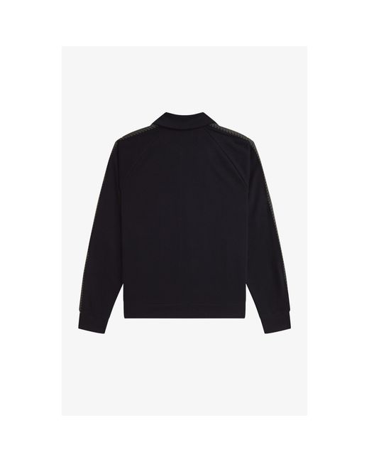 Fred Perry Blue Side Tape Zip-Through Ribbed Tracksuit Top for men