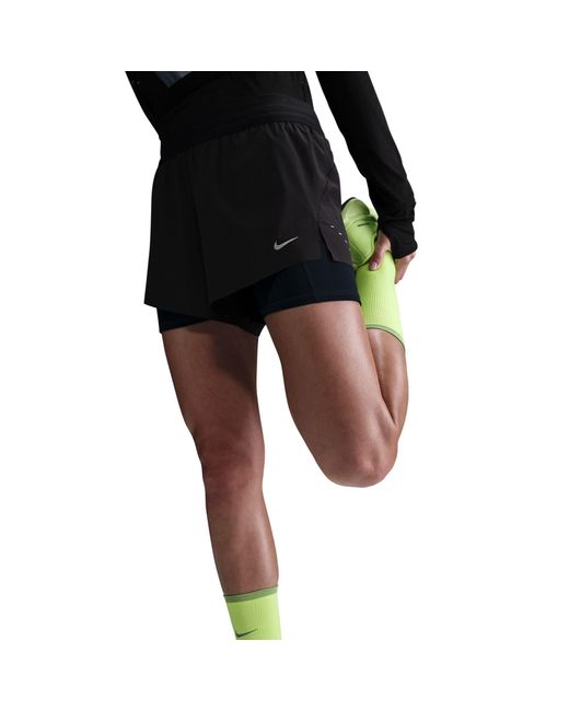Nike Black Dri-Fit Swift Mid-Rise 3 2-In-1 Shorts