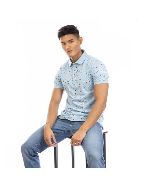 Peter Werth Blue Fleet Short Sleeve Polo Shirt for men