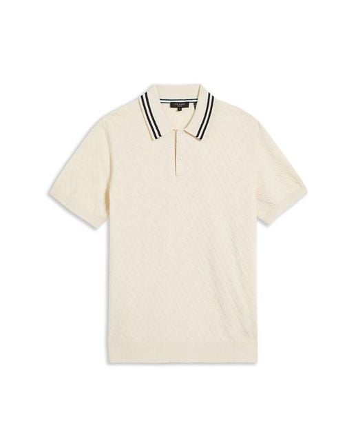 Ted Baker Natural Brooch Knit Polo Shirt for men