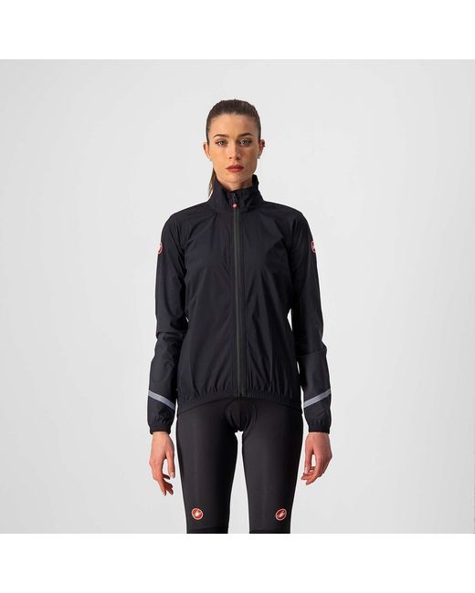 Castelli Black Windproof Water-Resistant Reflective Performance Cycling Jacket