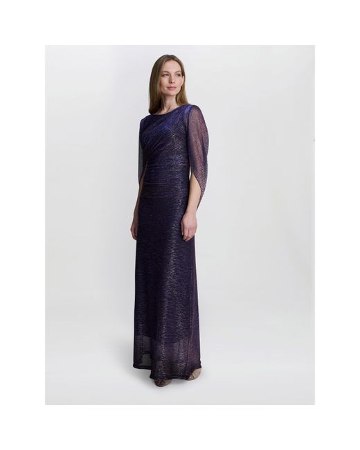 Gina Bacconi Blue Joanna Metallic Knit Maxi Dress