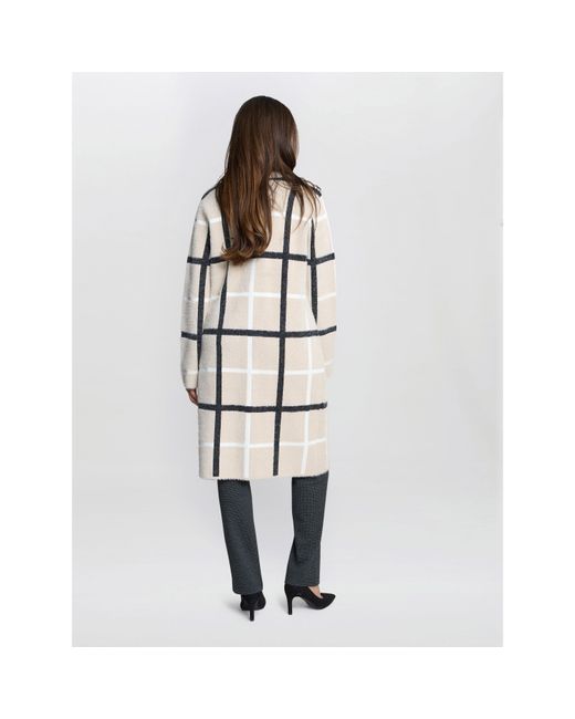 Gina Bacconi Natural Winslet Checked Overcoat