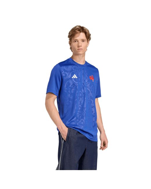 Adidas Blue France Rugby Supporter T-Shirt 2025 Adults for men
