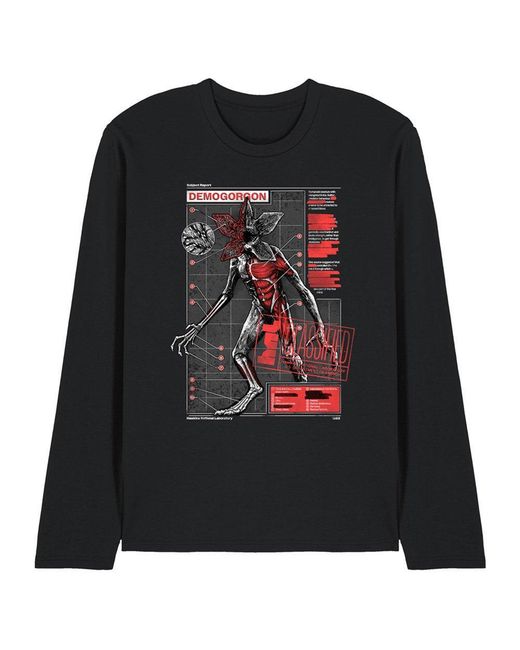 Stranger Things Black Demogorgon Monster Long Sleeve T for men