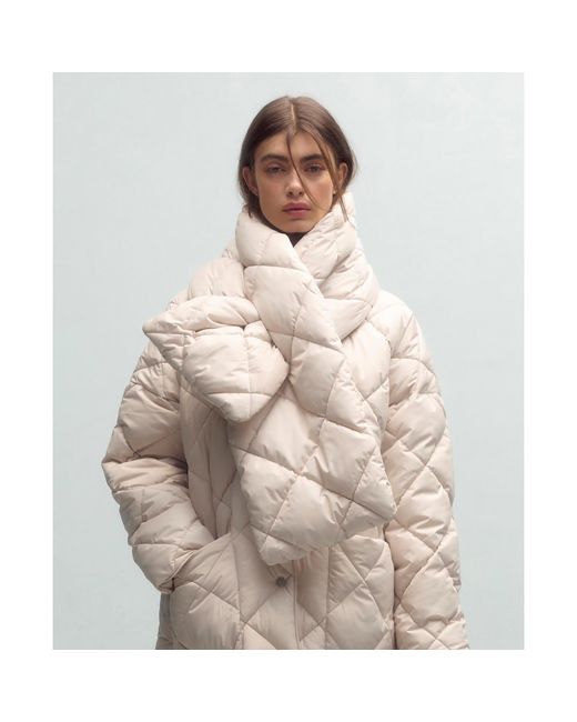 Barbour Natural Brigitte Diamond Quilted Long Puffer Jacket