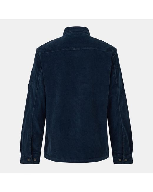 C P Company Blue Lens Single Pocket Long Sleeve Corduroy Shirt for men