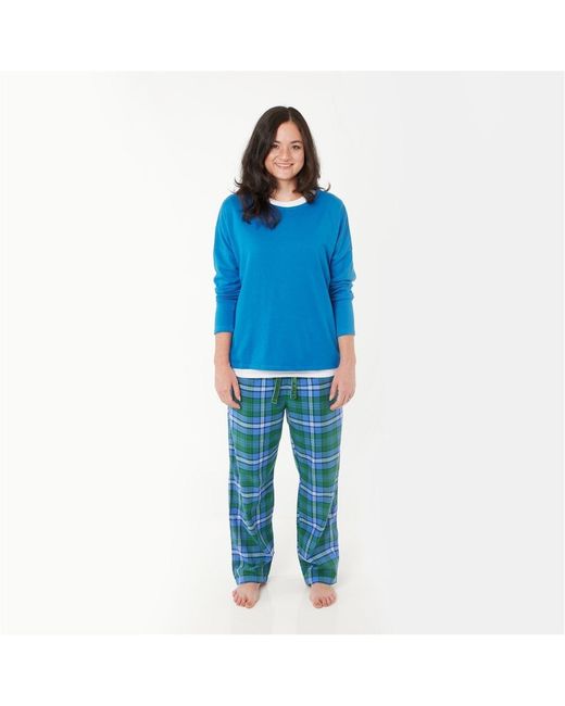 Lounge Blue Ladies Organic Brushed Cotton Lounge Trousers