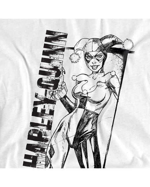 Dc Comics White Harley Quinn Sketch T-Shirt for men