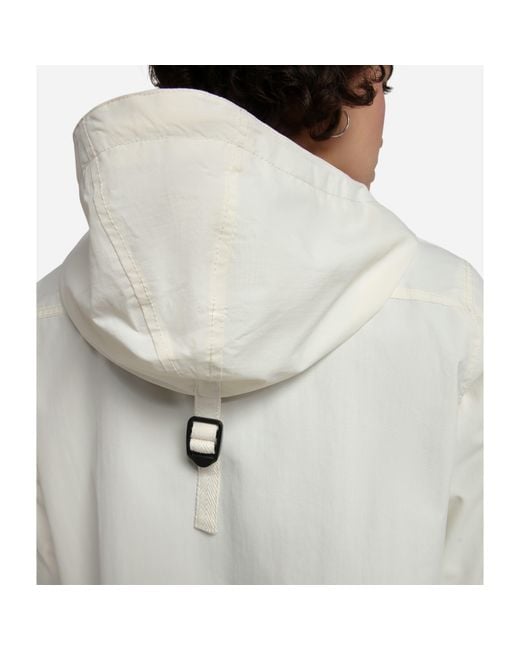 Napapijri White Rainforest Water Resistant Hooded Cropped Long Sleeve Rain Anorak