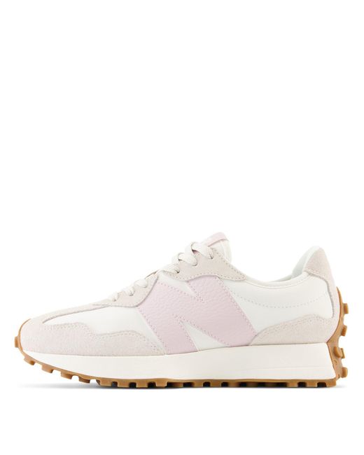 New Balance White 327 In Grey Suede/mesh