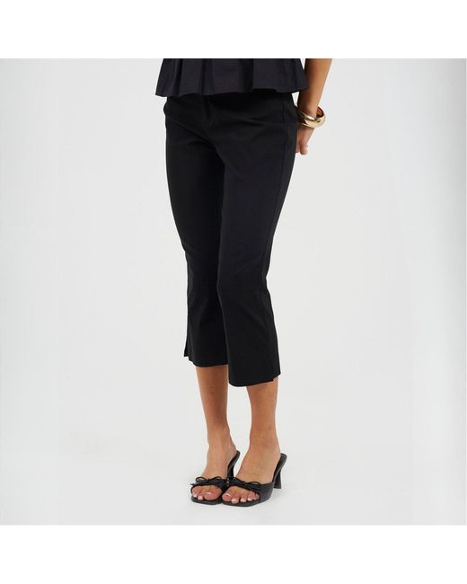 Brave Soul Black Bs Ladies Capri Trousers With Split Hem Detail