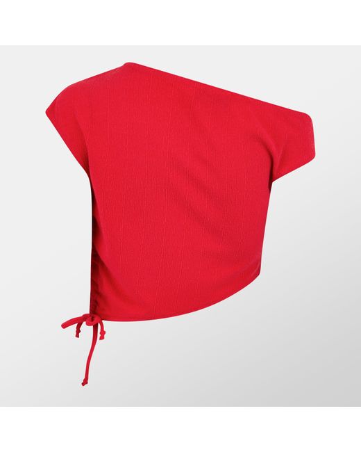Missy Empire Red Off The Shoulder Ruched Crop Top