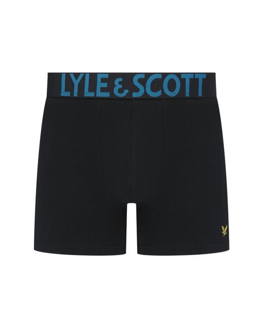 Lyle & Scott Black Daniel Cotton Mid-Rise Boxer 3 Pack for men