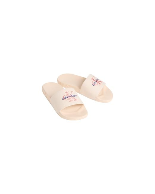 Calvin Klein White Pool Sliders