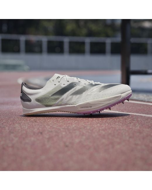 Adidas White Adizero Ambition Running Spikes for men